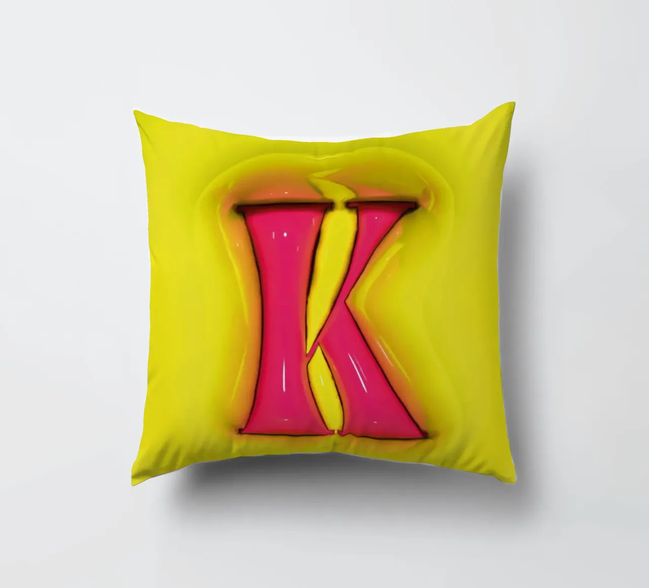 Bubblegum Inflate Initials K Green decorative cushion by Malou-Studio