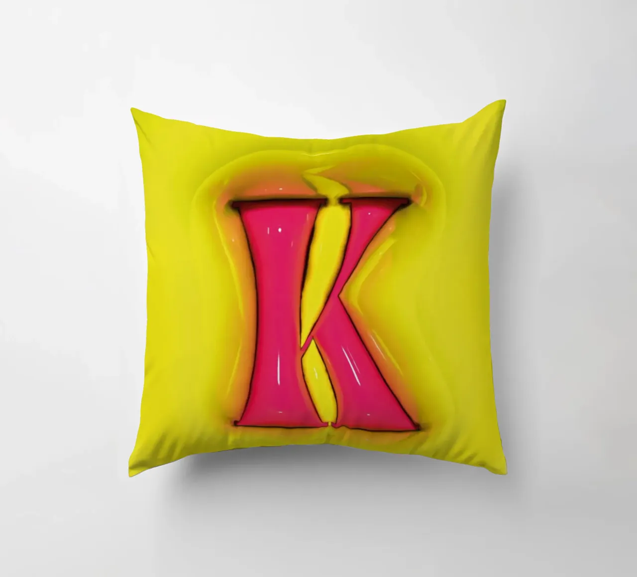 Bubblegum Inflate Initials K Green decorative cushion by Malou-Studio
