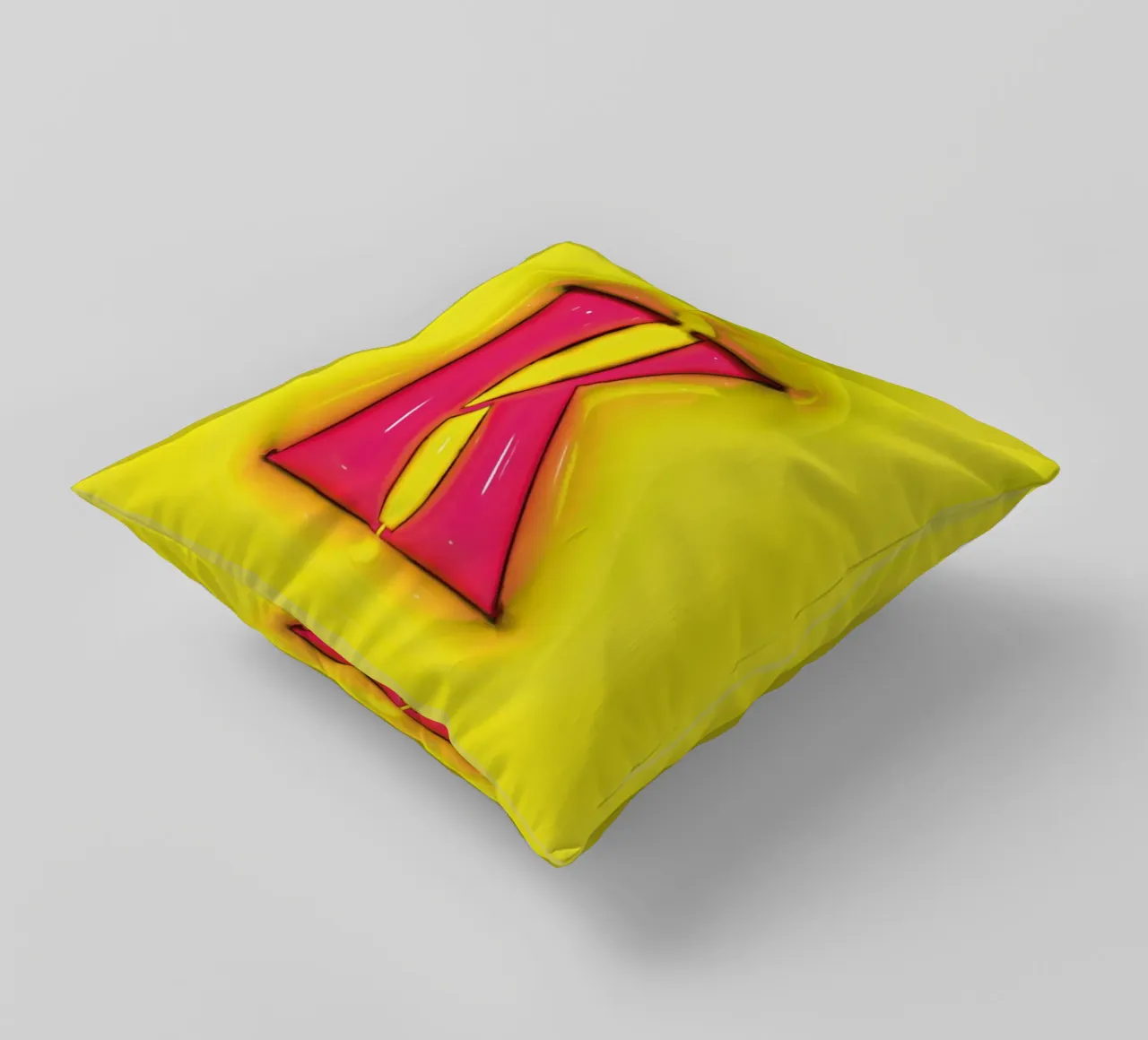 Bubblegum Inflate Initials K Green decorative cushion by Malou-Studio