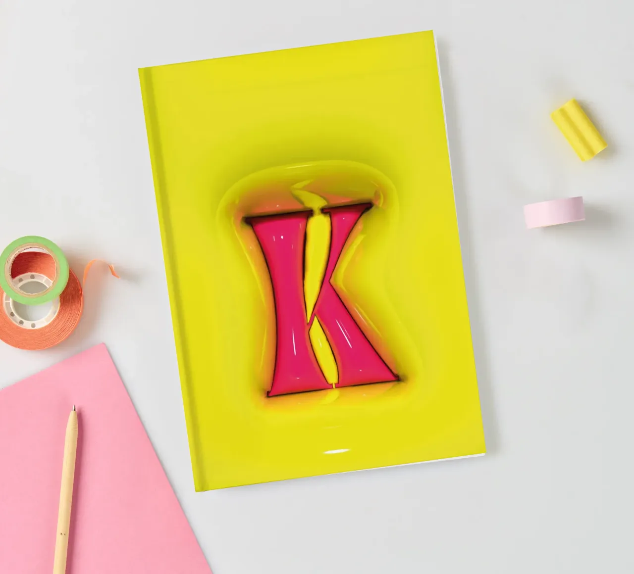 Bubblegum Inflate Initials K Green notebook by Malou-Studio