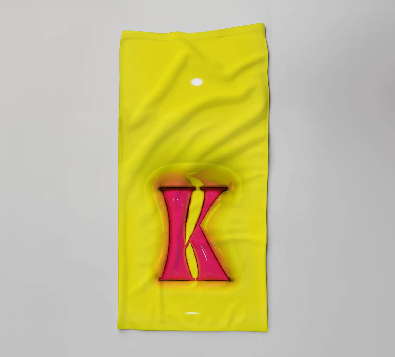 Bubblegum Inflate Initials K Green towel by Malou-Studio