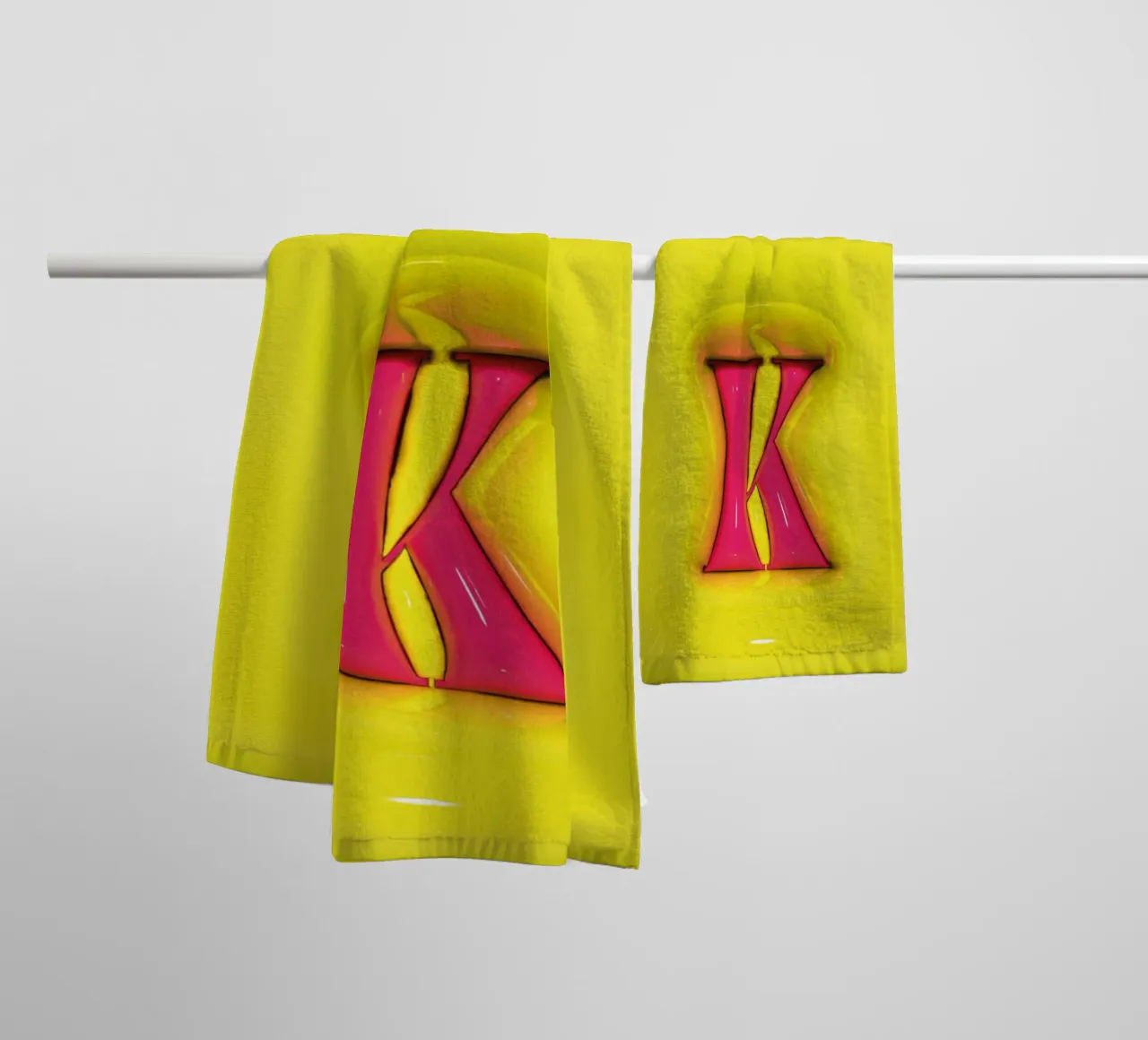 Bubblegum Inflate Initials K Green towel by Malou-Studio