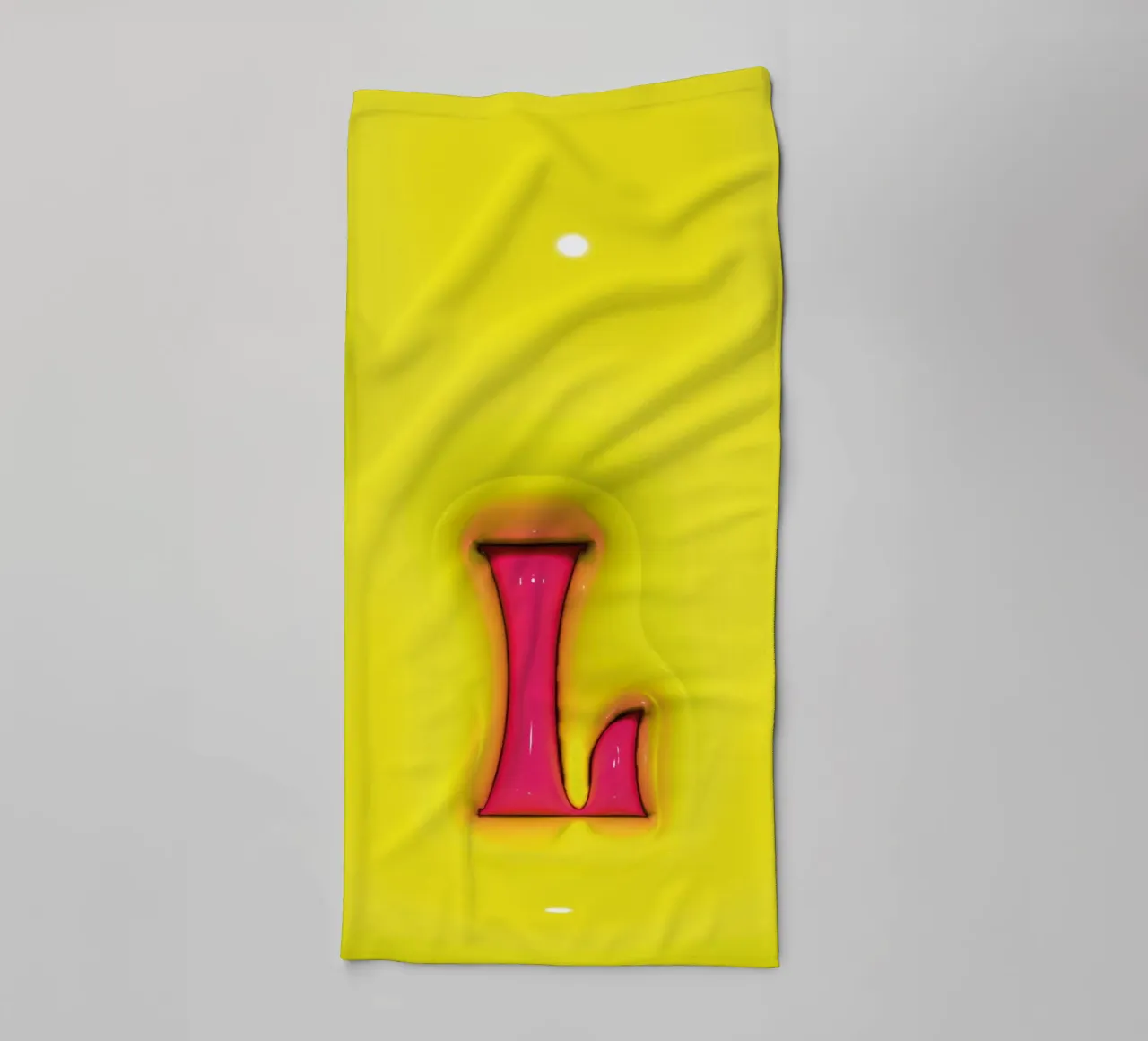 Bubblegum Inflate Initials L Green towel by Malou-Studio