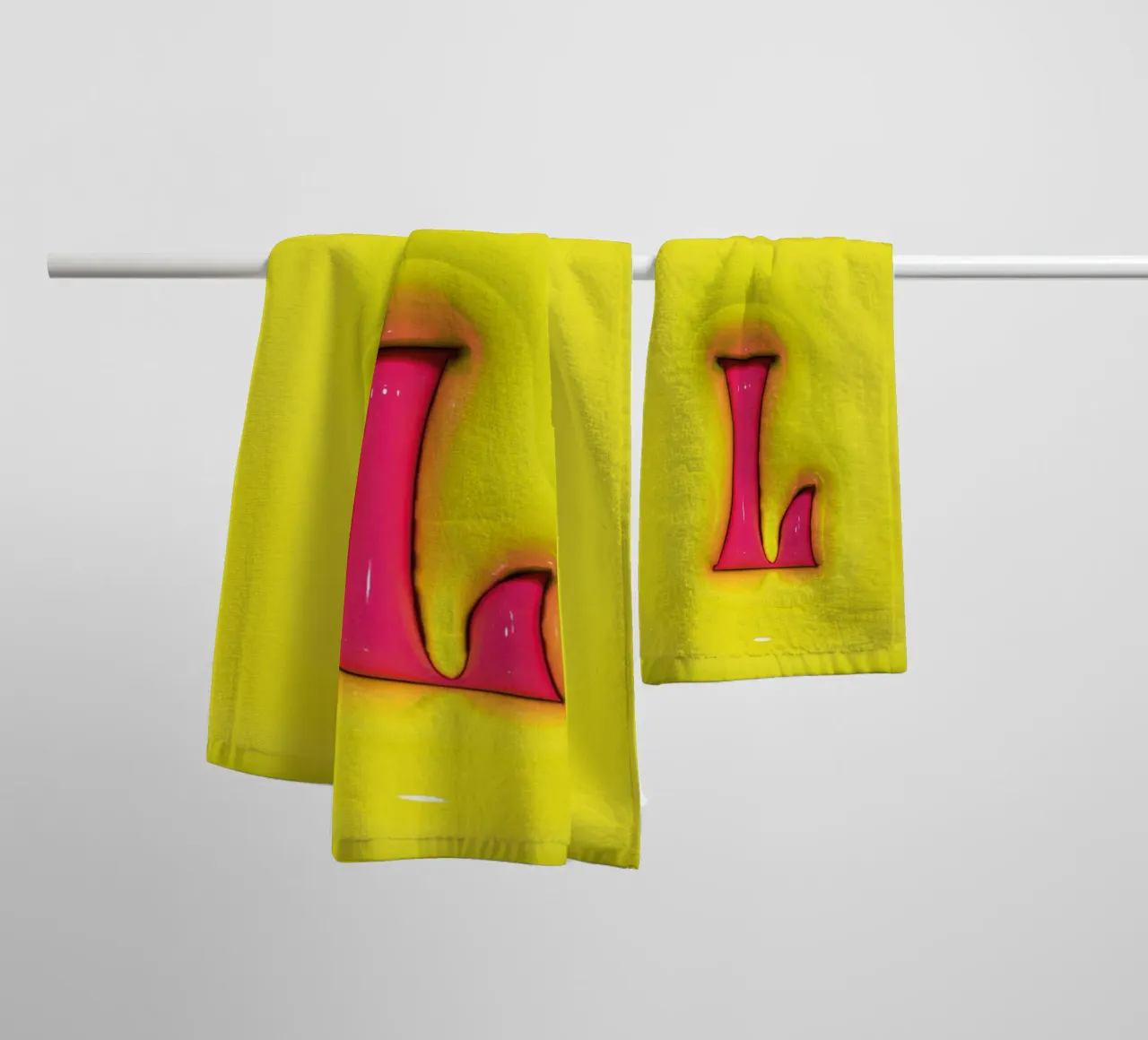 Bubblegum Inflate Initials L Green towel by Malou-Studio