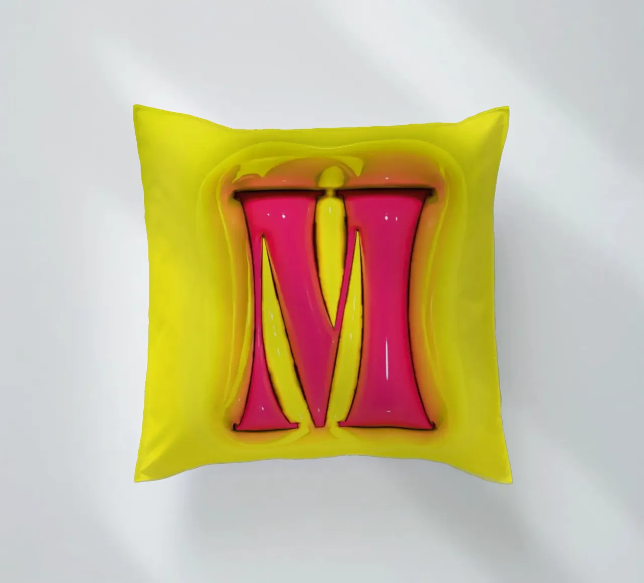 Bubblegum Inflate Initials M Green decorative cushion by Malou-Studio