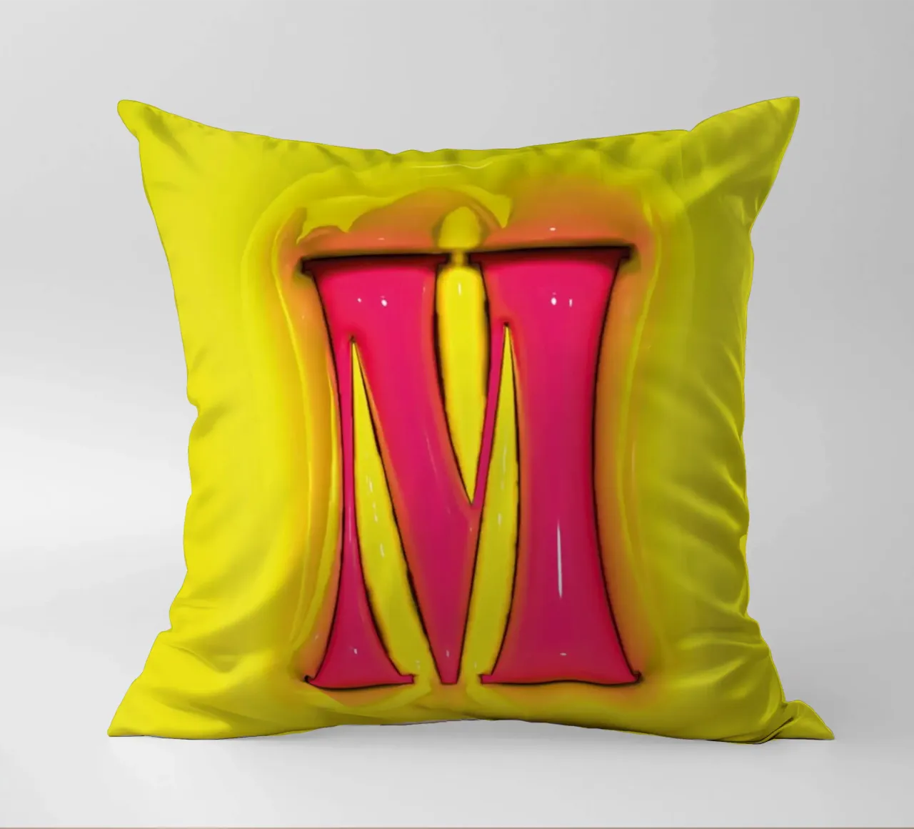 Bubblegum Inflate Initials M Green decorative cushion by Malou-Studio