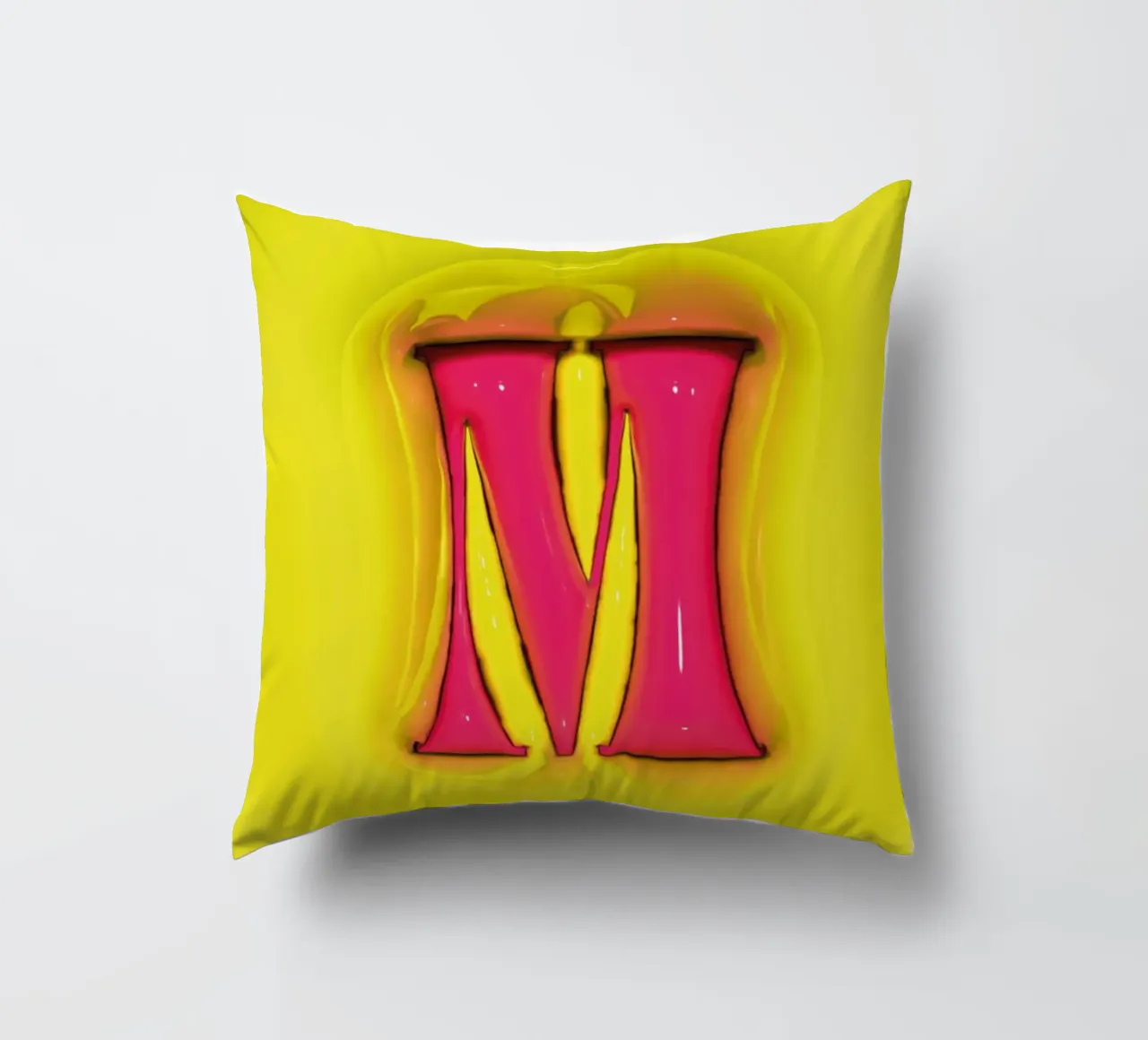 Bubblegum Inflate Initials M Green decorative cushion by Malou-Studio