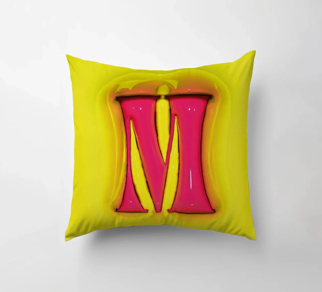 Bubblegum Inflate Initials M Green decorative cushion by Malou-Studio