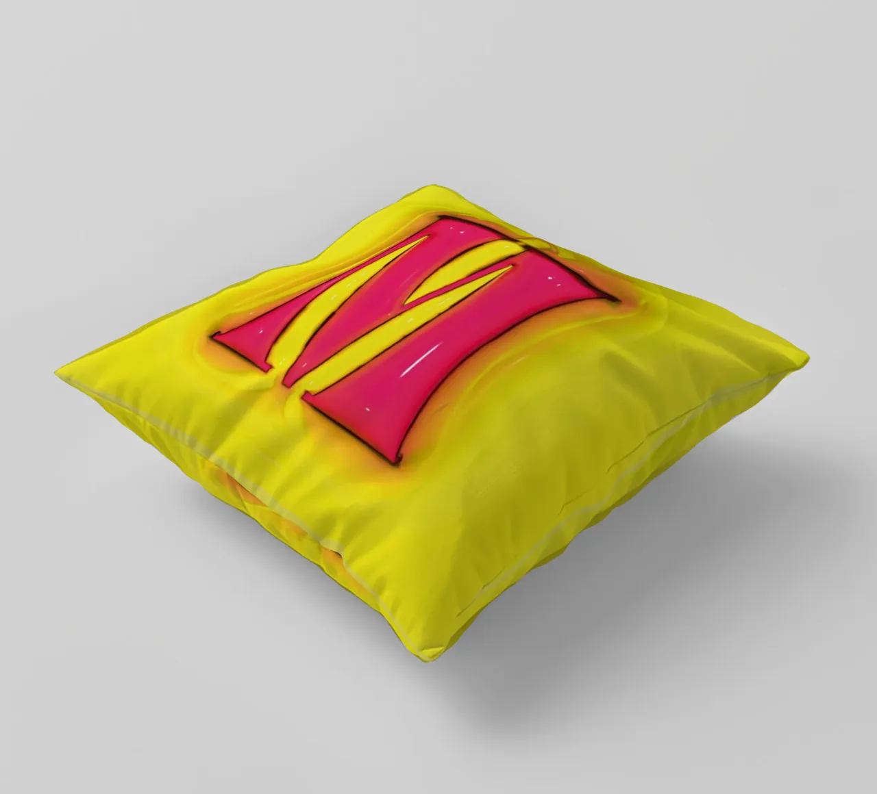 Bubblegum Inflate Initials M Green decorative cushion by Malou-Studio