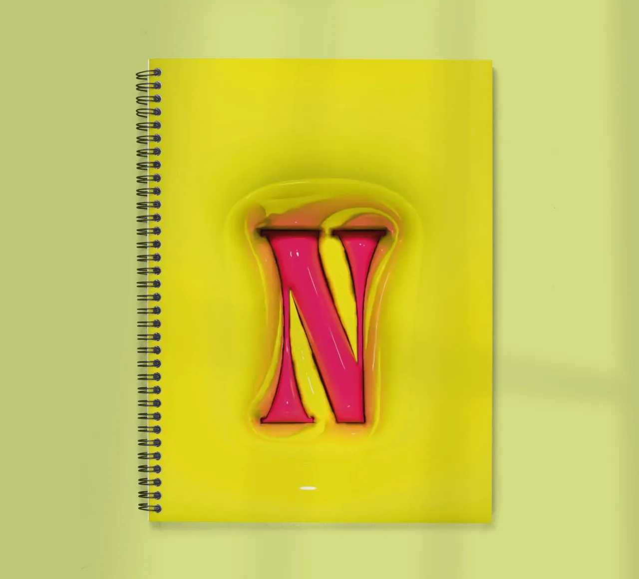 Bubblegum Inflate Initials N Green spiral notebook by Malou-Studio