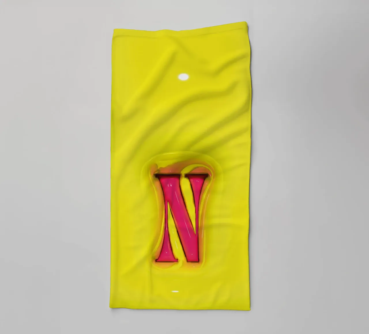Bubblegum Inflate Initials N Green towel by Malou-Studio