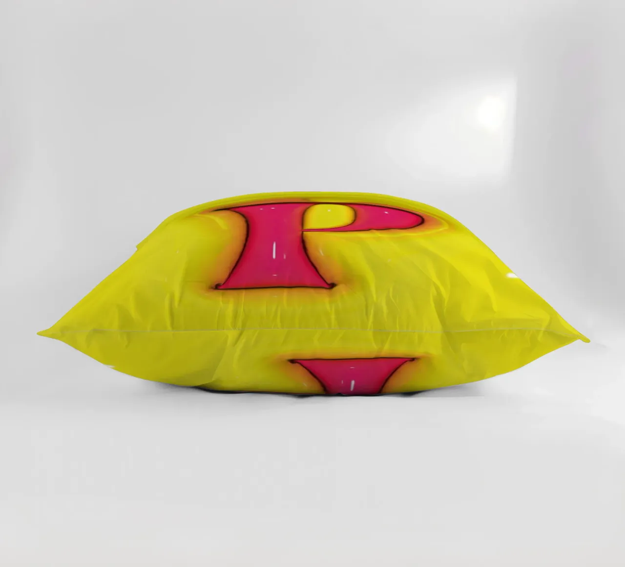 Bubblegum Inflate Initials P Green decorative cushion by Malou-Studio