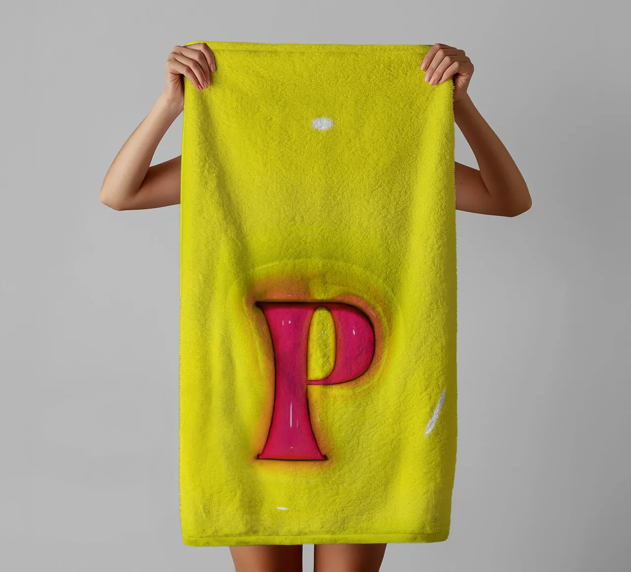 Bubblegum Inflate Initials P Green towel by Malou-Studio