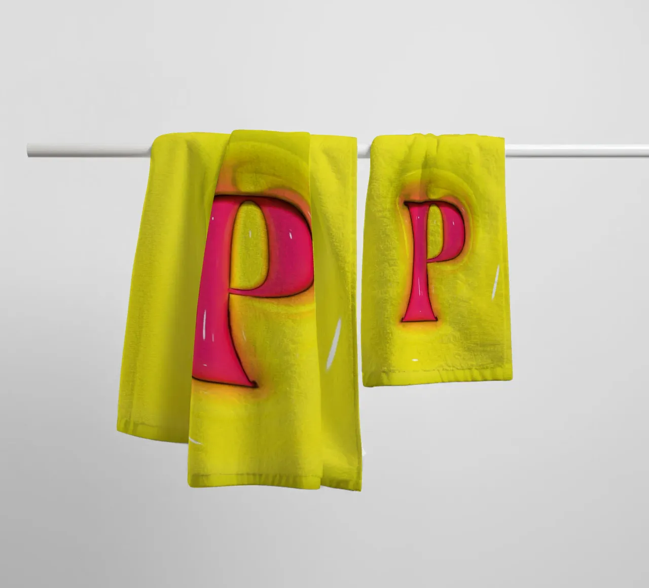 Bubblegum Inflate Initials P Green towel by Malou-Studio