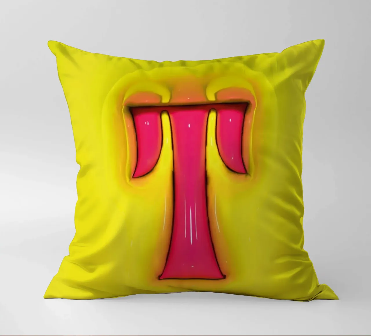 Bubblegum Inflate Initials T Green decorative cushion by Malou-Studio