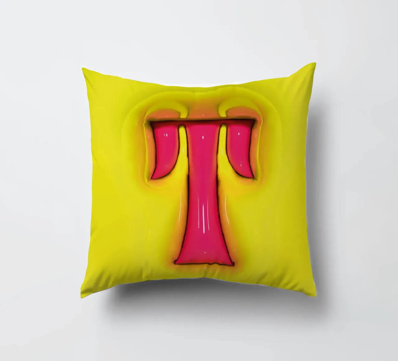 Bubblegum Inflate Initials T Green decorative cushion by Malou-Studio