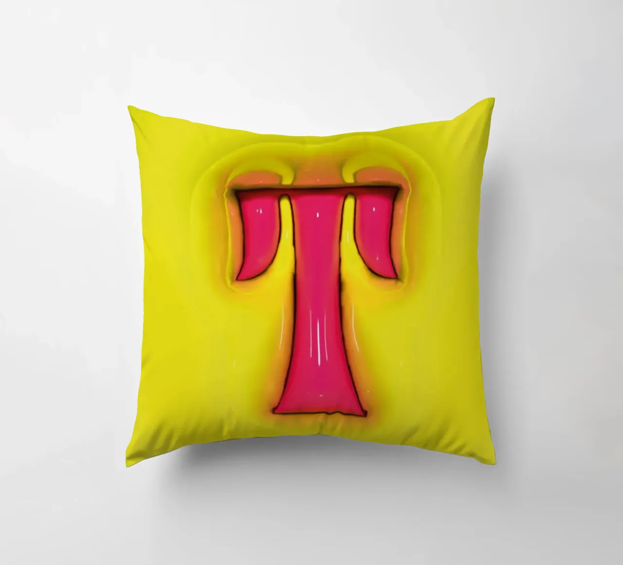 Bubblegum Inflate Initials T Green decorative cushion by Malou-Studio