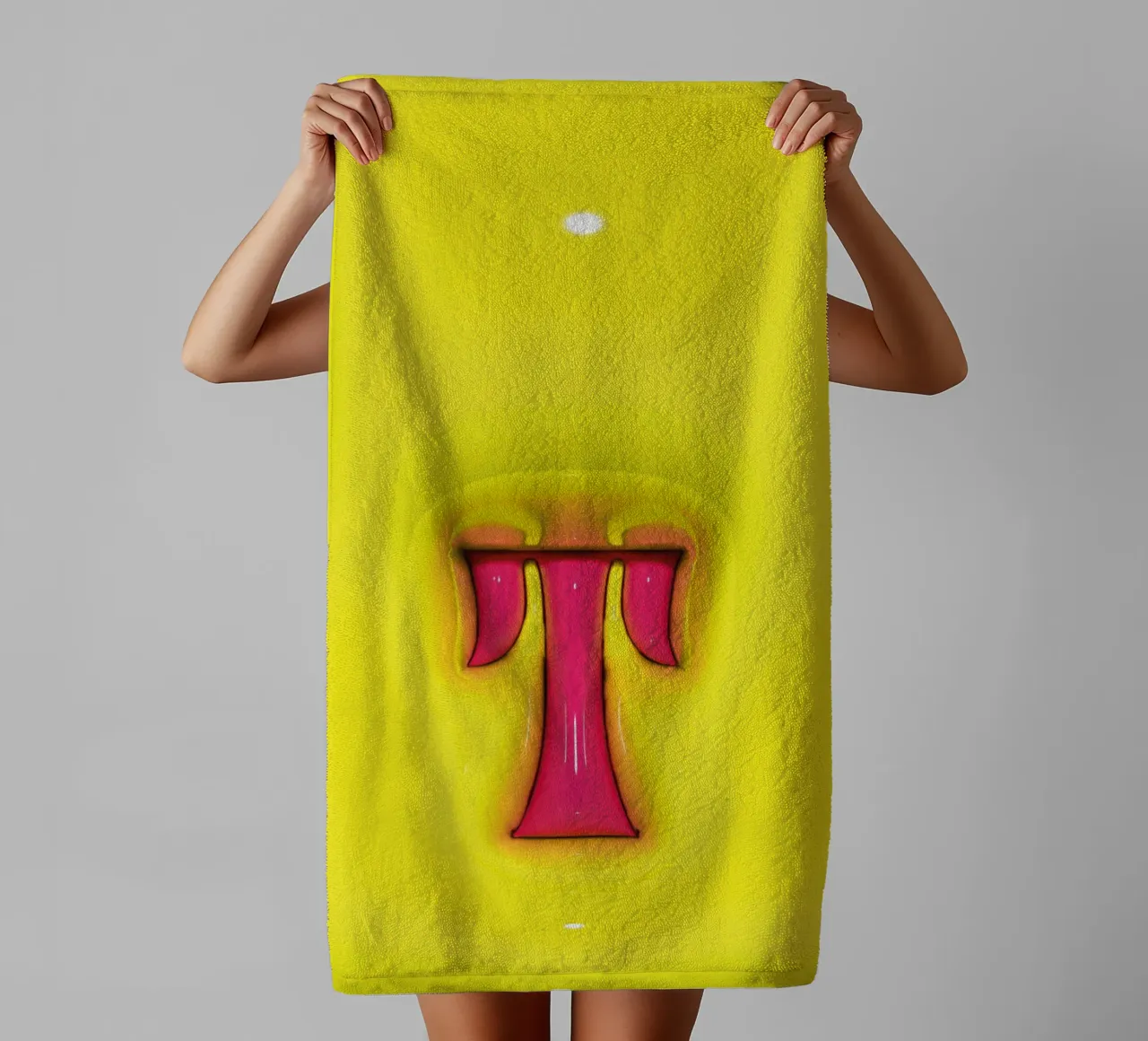 Bubblegum Inflate Initials T Green towel by Malou-Studio