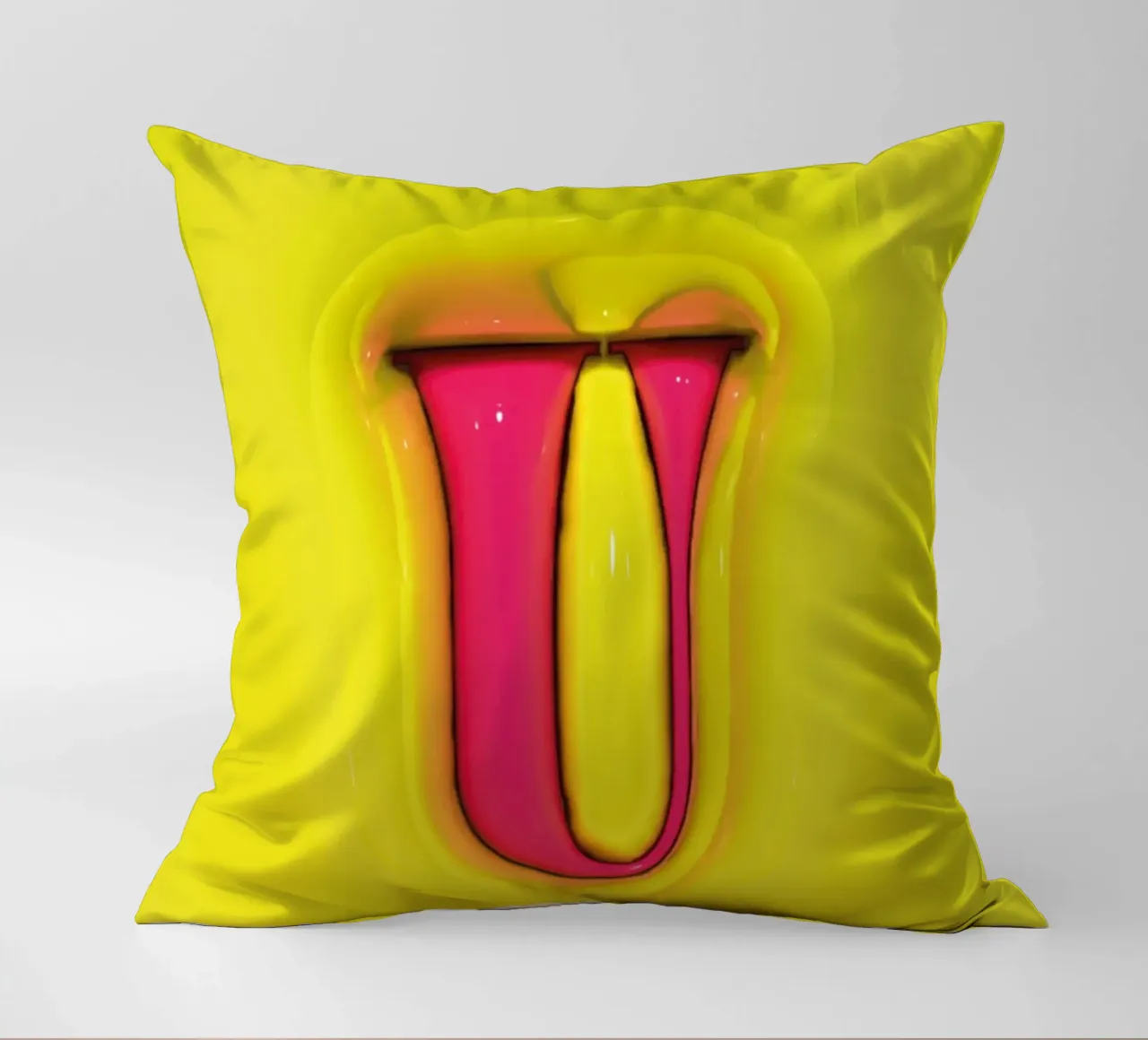 Bubblegum Inflate Initials U Green decorative cushion by Malou-Studio