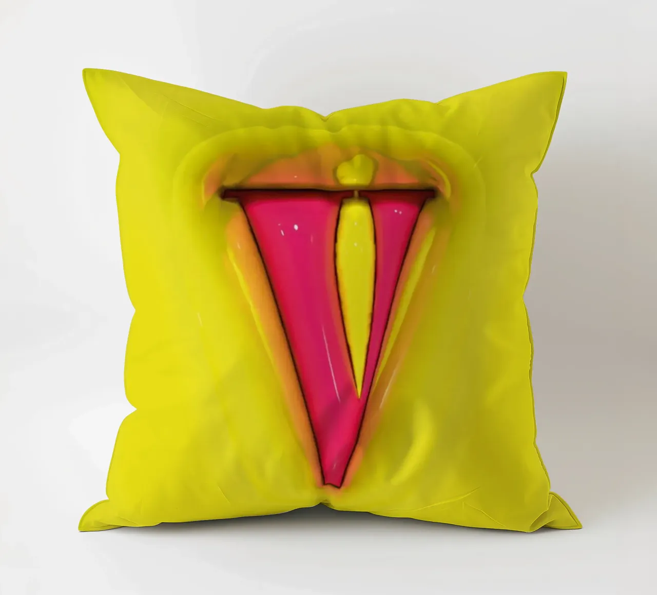 Bubblegum Inflate Initials V Green decorative cushion by Malou-Studio