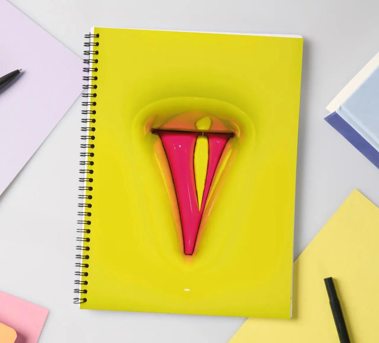 Bubblegum Inflate Initials V Green spiral notebook by Malou-Studio
