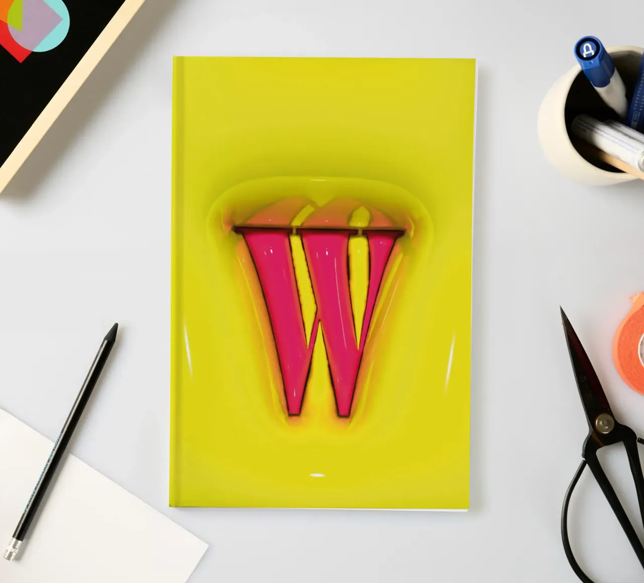 Bubblegum Inflate Initials W Green notebook by Malou-Studio