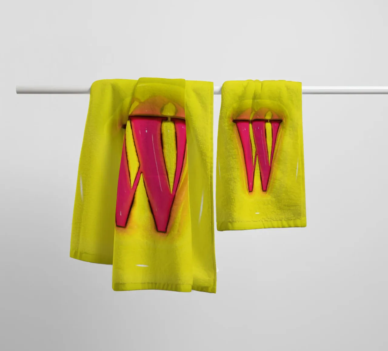 Bubblegum Inflate Initials W Green towel by Malou-Studio