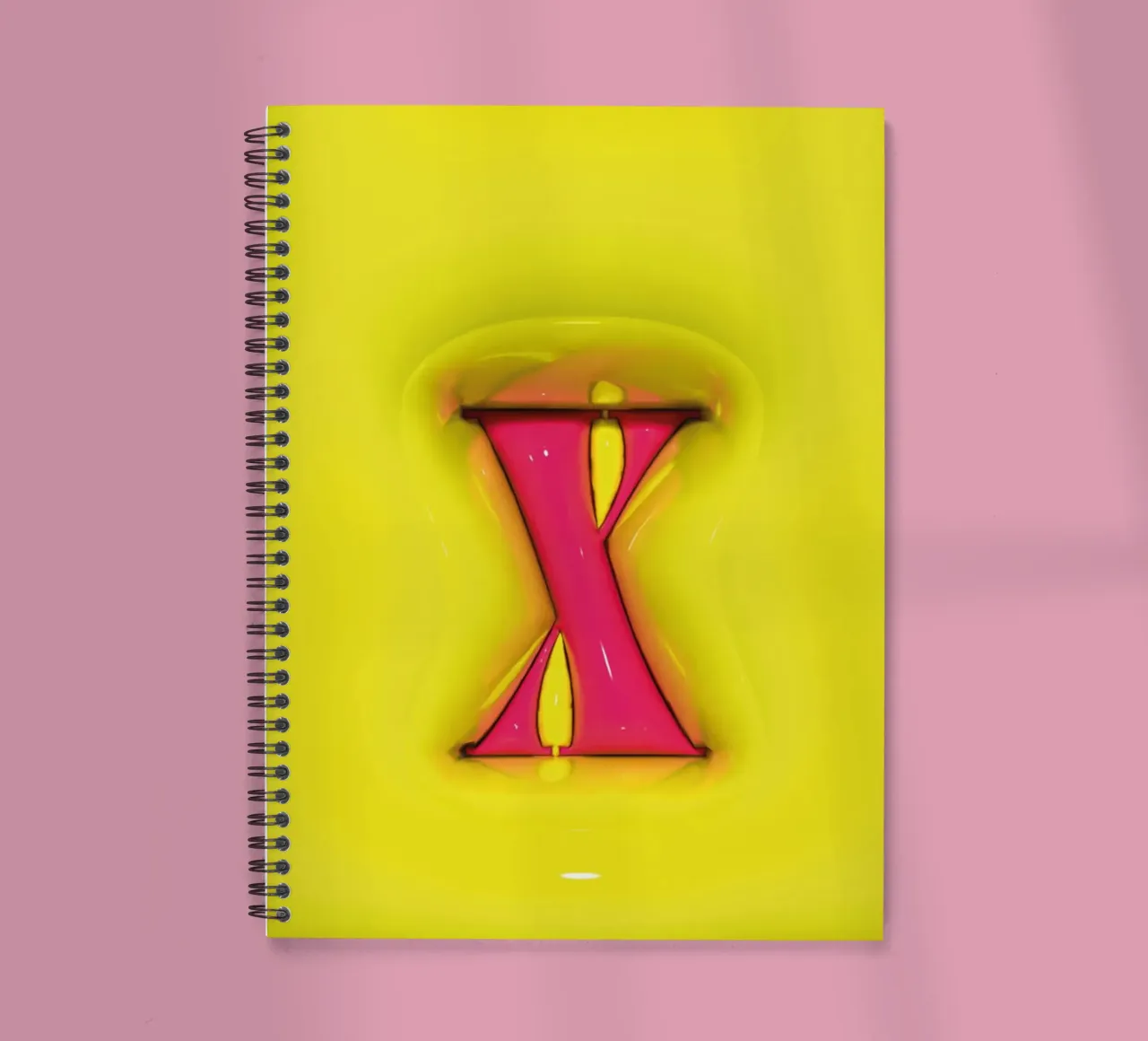 Bubblegum Inflate Initials X Green spiral notebook by Malou-Studio
