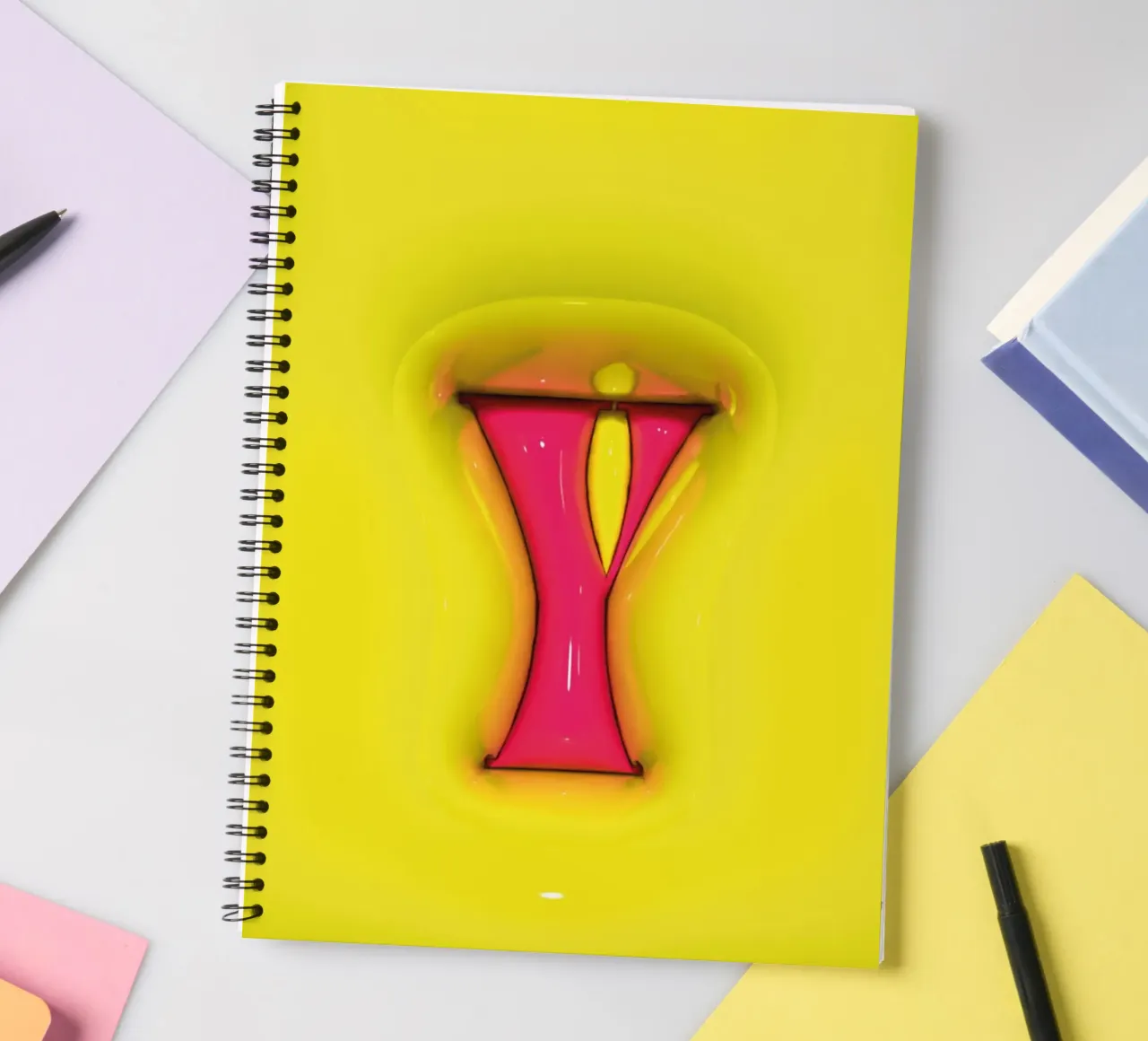 Bubblegum Inflate Initials Y Green spiral notebook by Malou-Studio