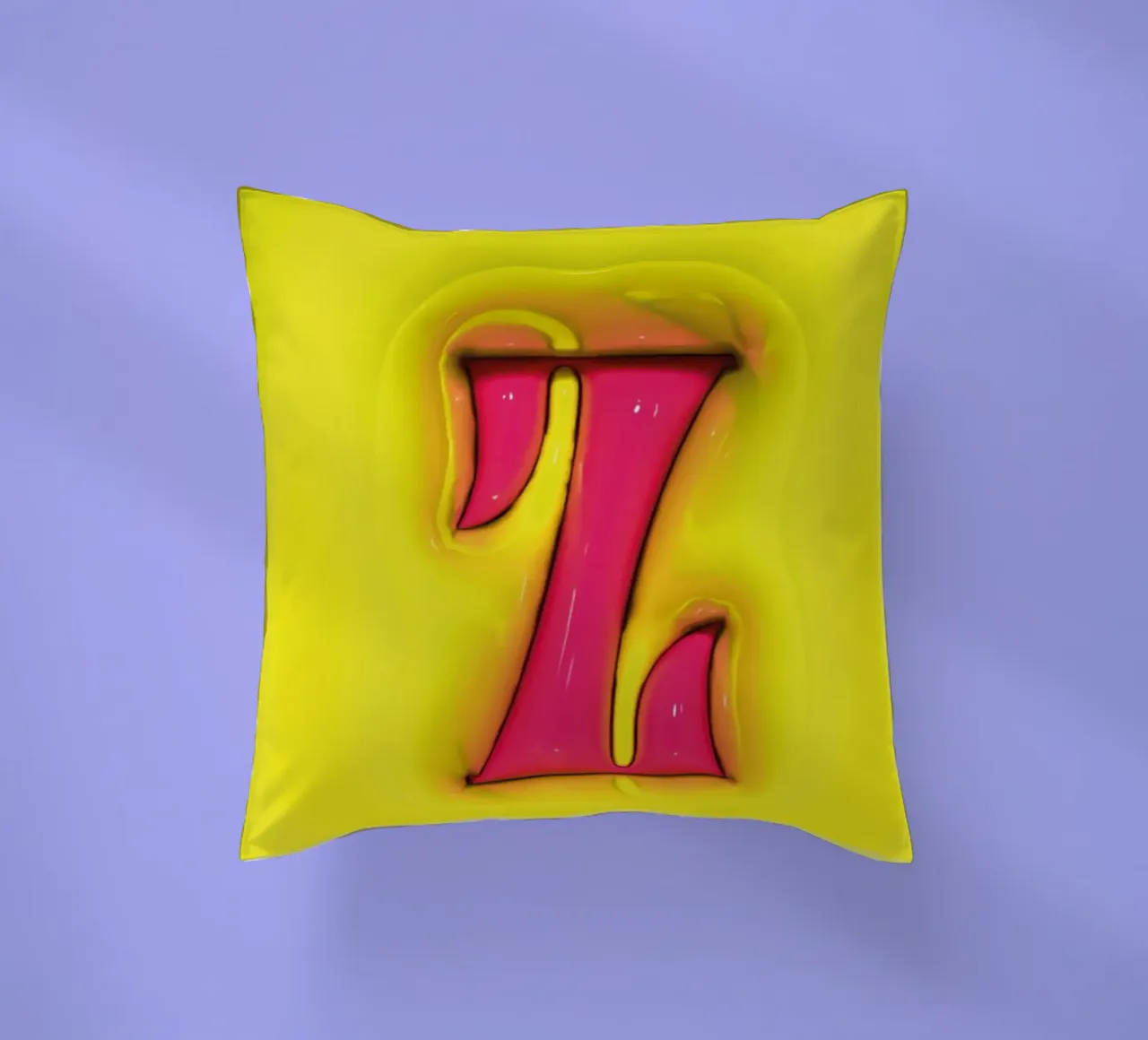 Bubblegum Inflate Initials Z Green decorative cushion by Malou-Studio