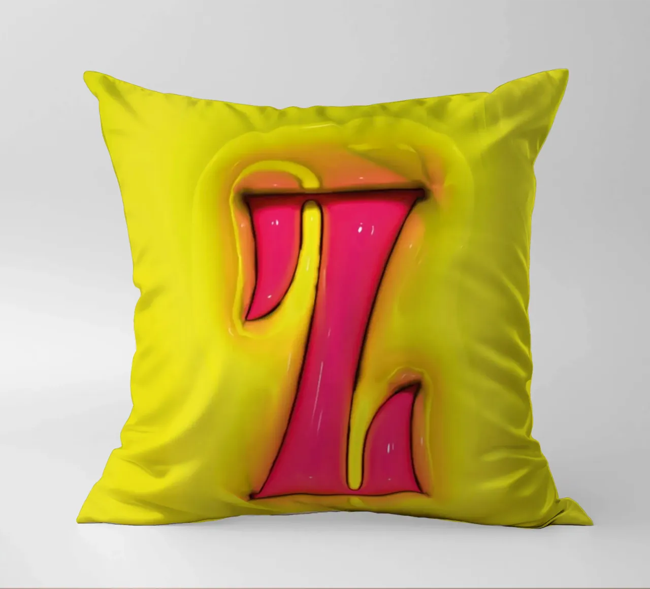 Bubblegum Inflate Initials Z Green decorative cushion by Malou-Studio