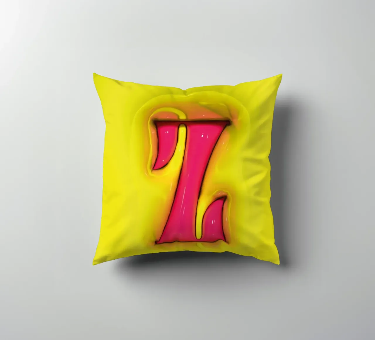 Bubblegum Inflate Initials Z Green decorative cushion by Malou-Studio