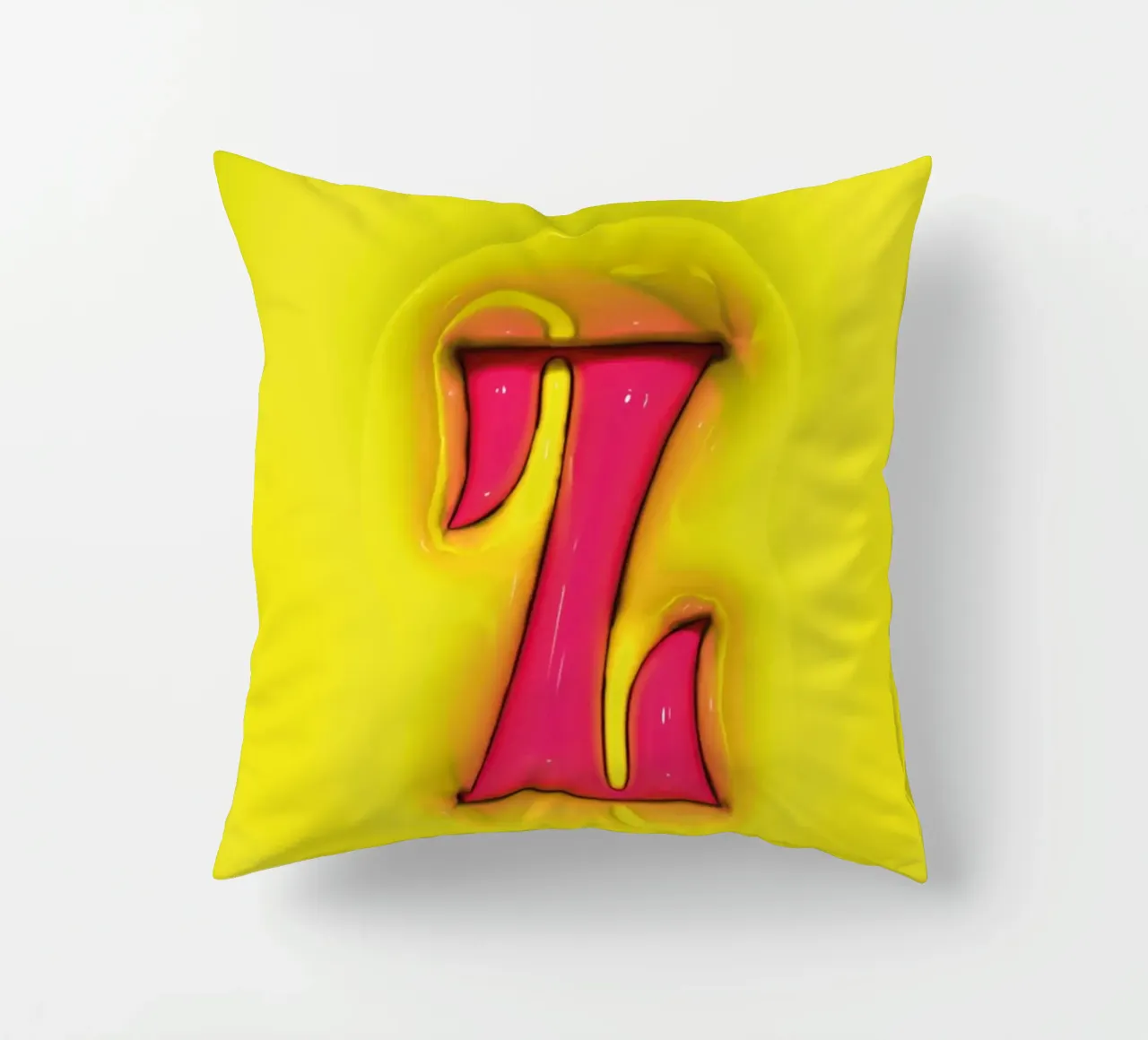 Bubblegum Inflate Initials Z Green decorative cushion by Malou-Studio