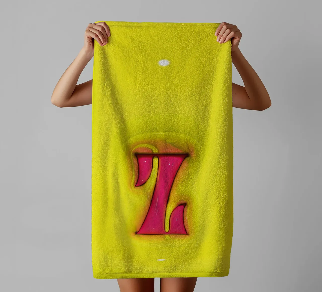 Bubblegum Inflate Initials Z Green towel by Malou-Studio