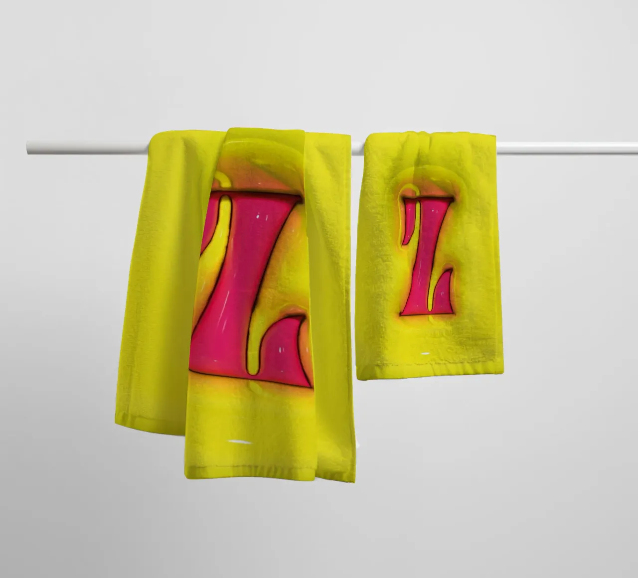 Bubblegum Inflate Initials Z Green towel by Malou-Studio