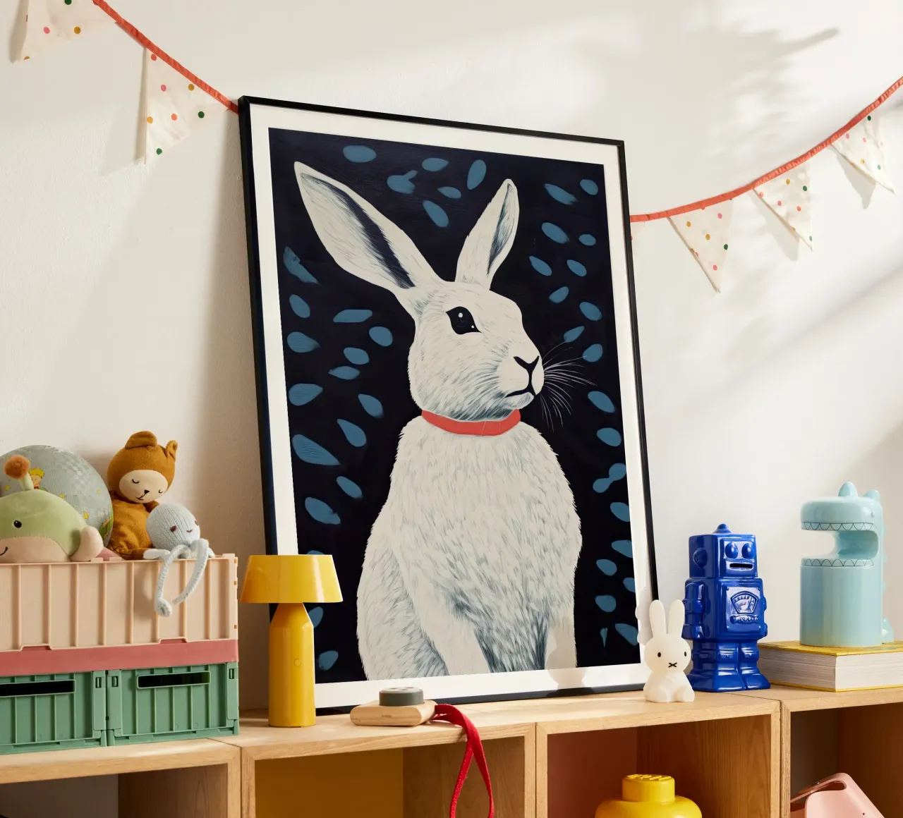 Coniglio di mezzanotte poster con telaio in alluminio da DaarbyN