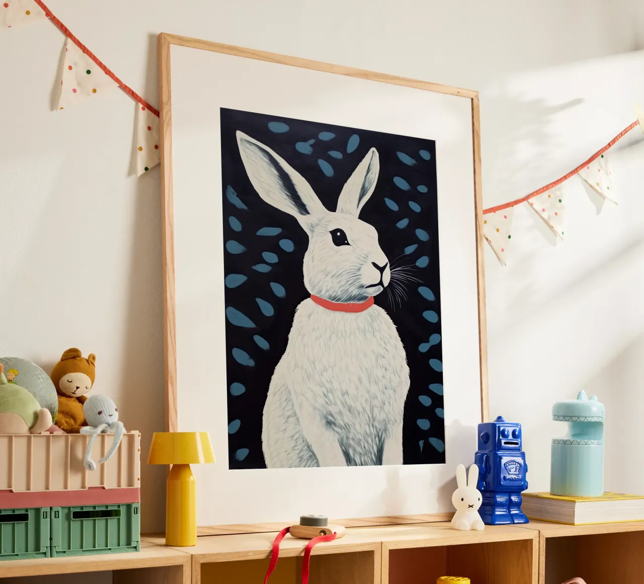Coniglio di mezzanotte poster con telaio in alluminio da DaarbyN