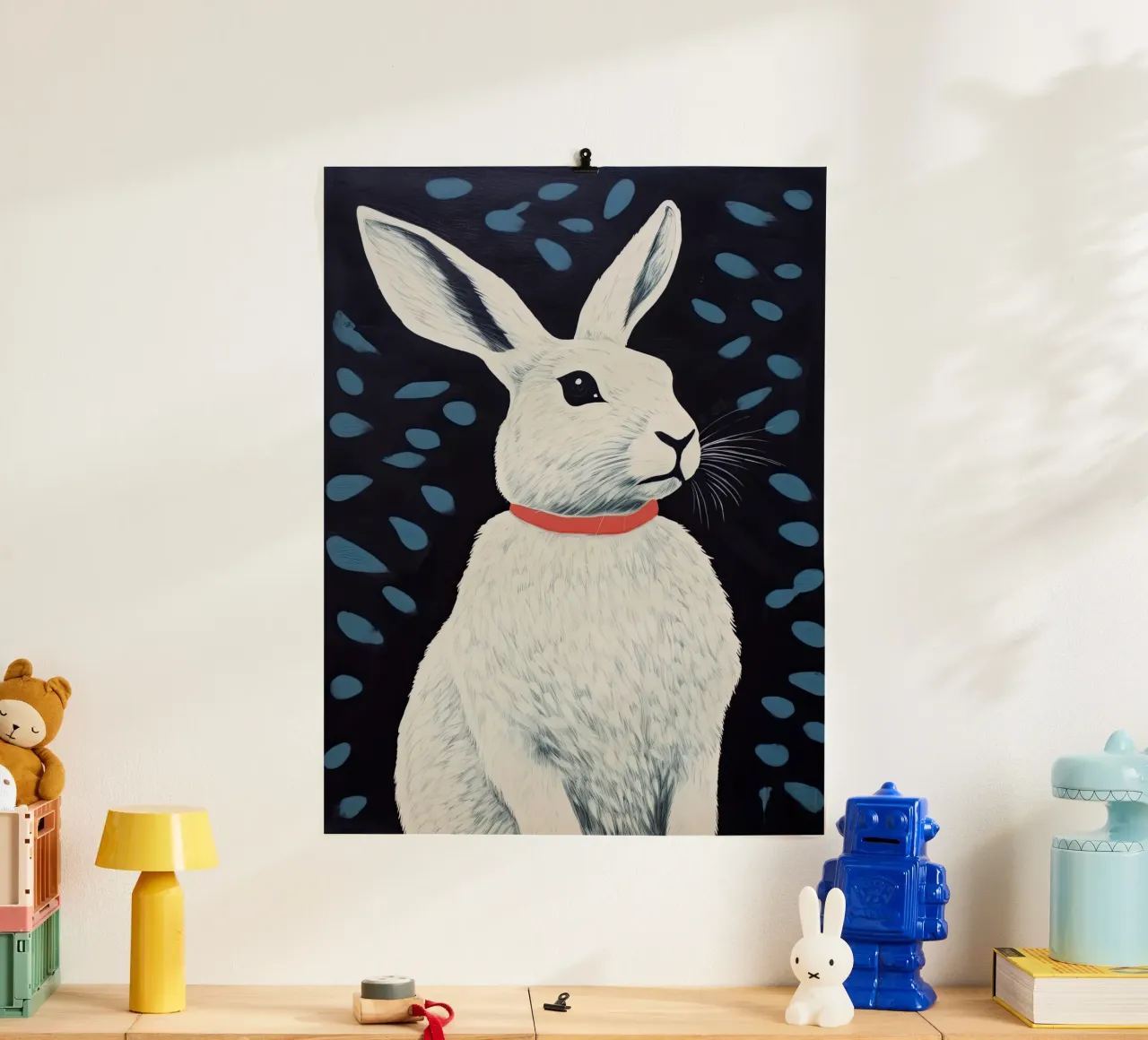 Coniglio di mezzanotte poster con telaio in alluminio da DaarbyN