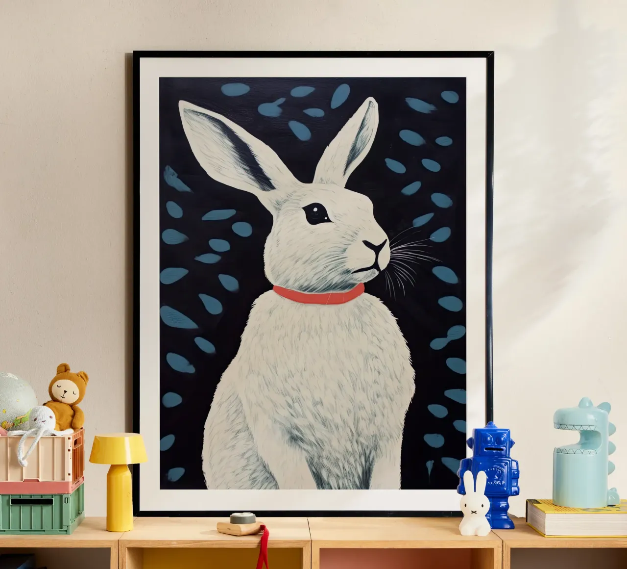 Coniglio di mezzanotte poster con telaio in alluminio da DaarbyN