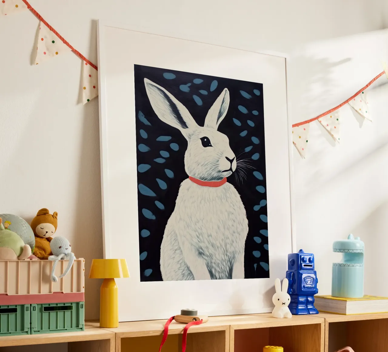 Coniglio di mezzanotte poster con telaio in alluminio da DaarbyN