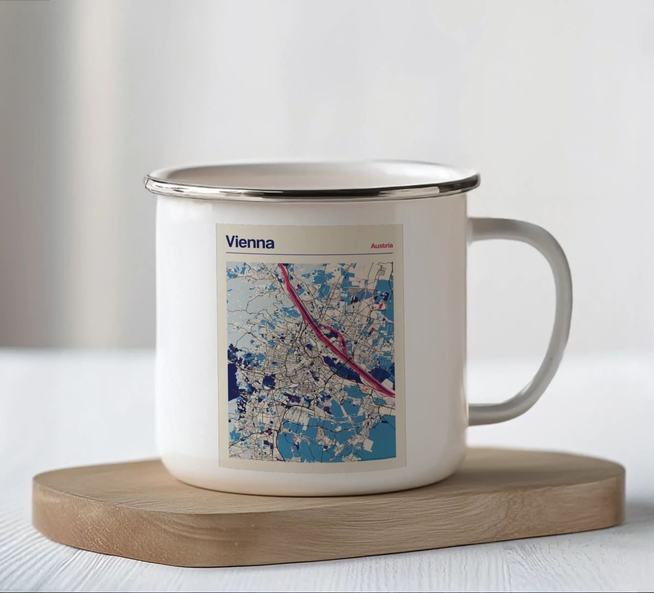 Milchiges Wien Emaille Tasse von MOOODZART