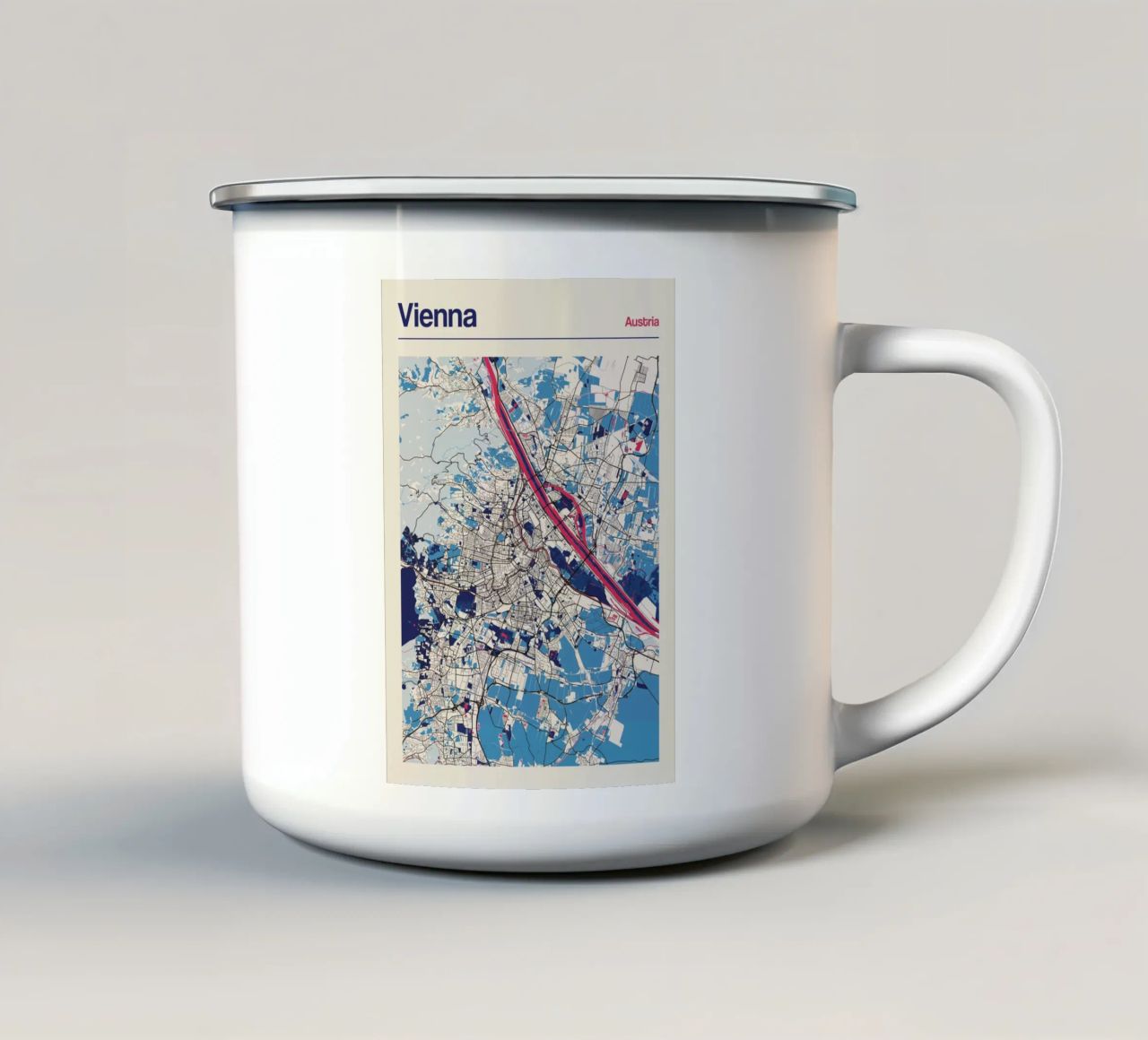 Milchiges Wien Emaille Tasse von MOOODZART