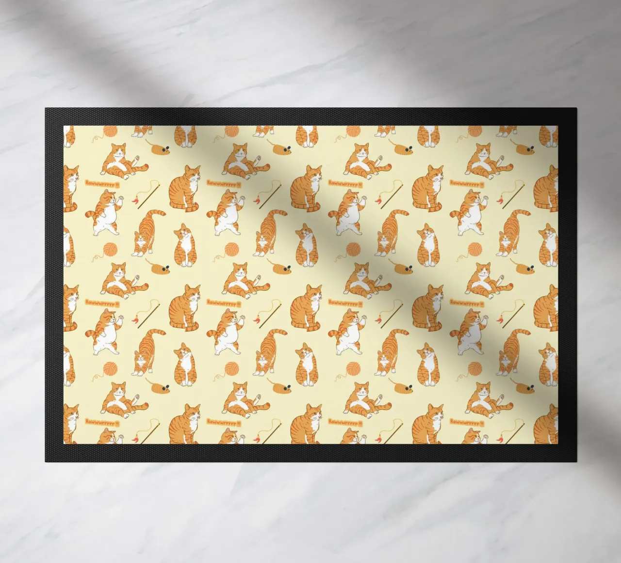 cute orange cat pattern doormat by berwies design