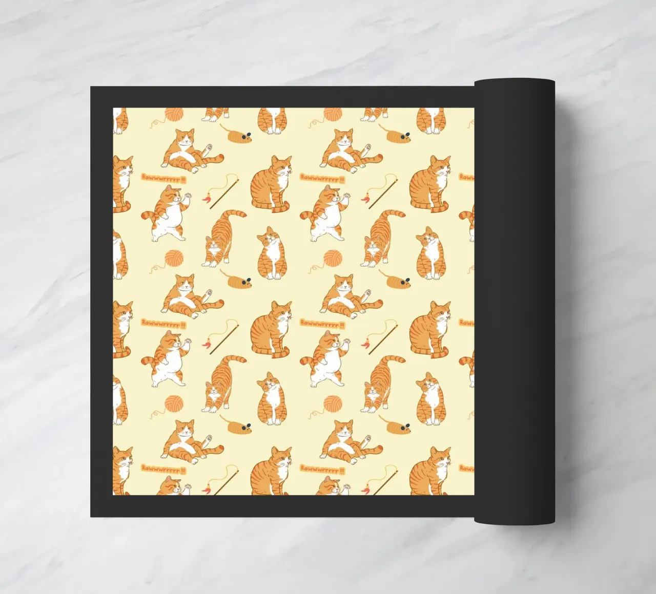 cute orange cat pattern doormat by berwies design