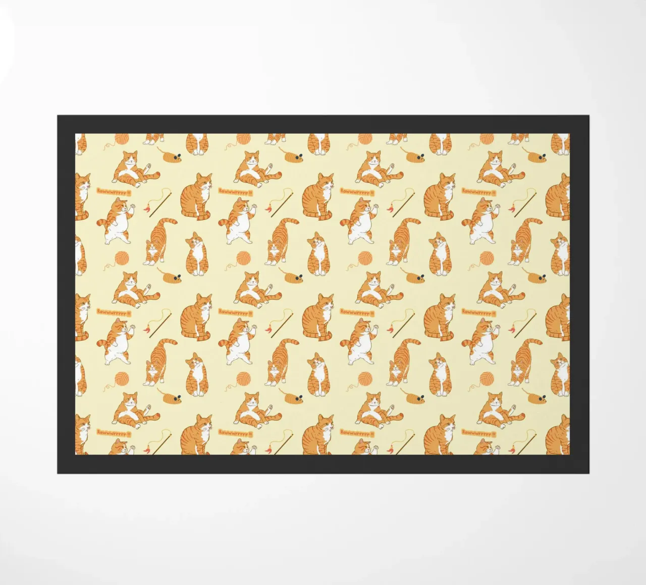 cute orange cat pattern doormat by berwies design