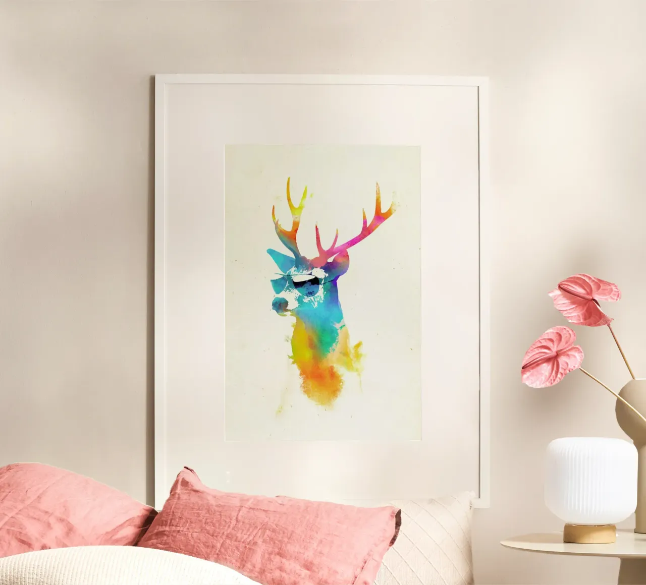 Sunny deer poster con telaio in plastica da Róbert Farkas