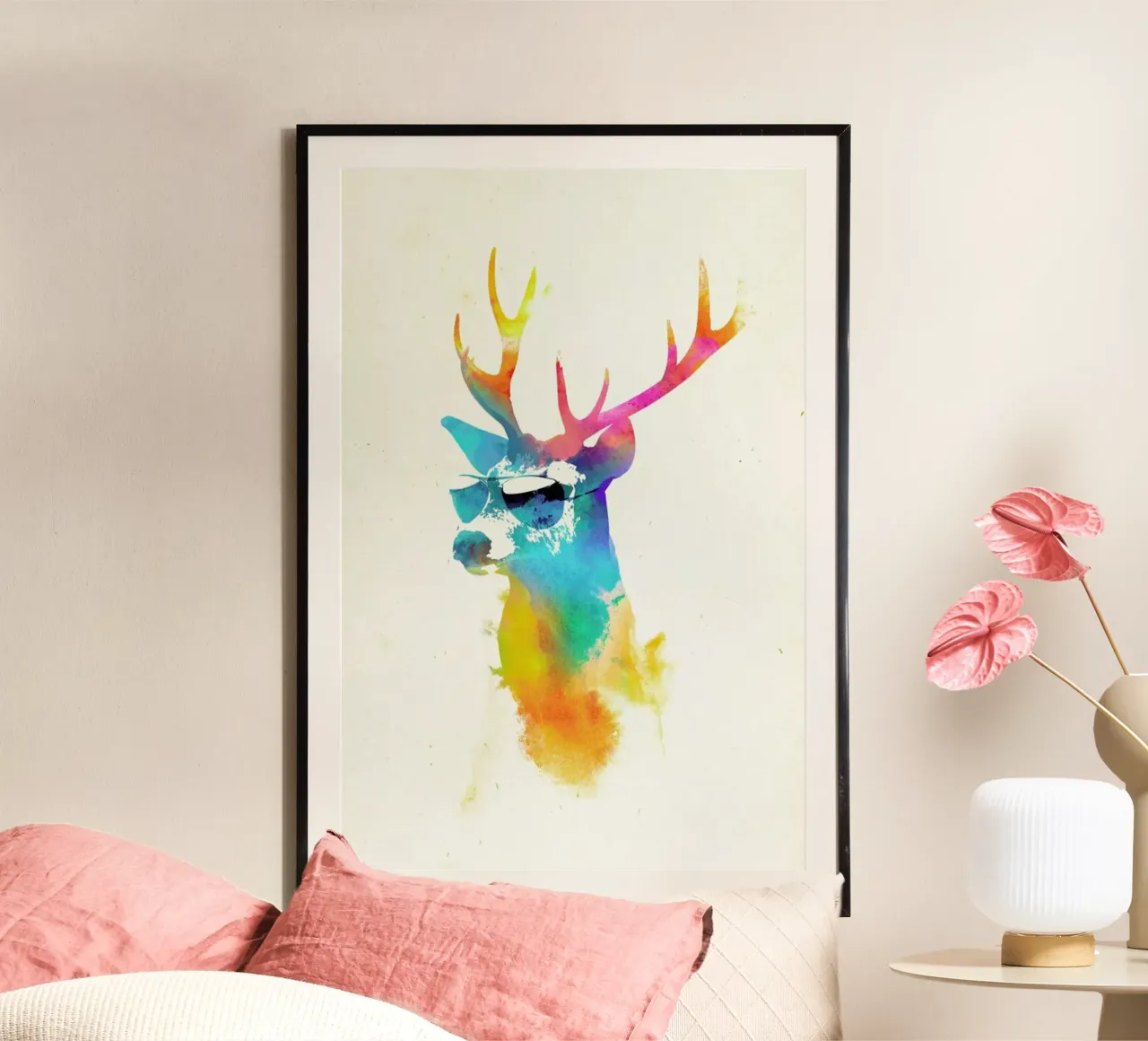 Sunny deer poster con telaio in plastica da Róbert Farkas