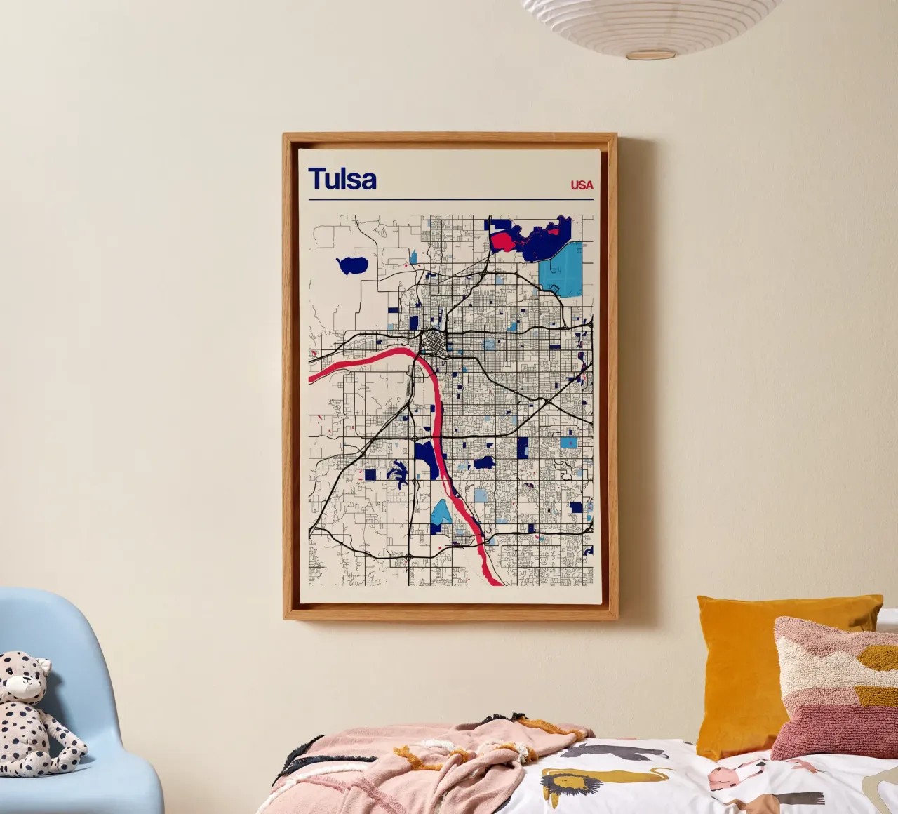 Tulsa in stedelijke kunststijl canvas met Baklijst van MOOODZART