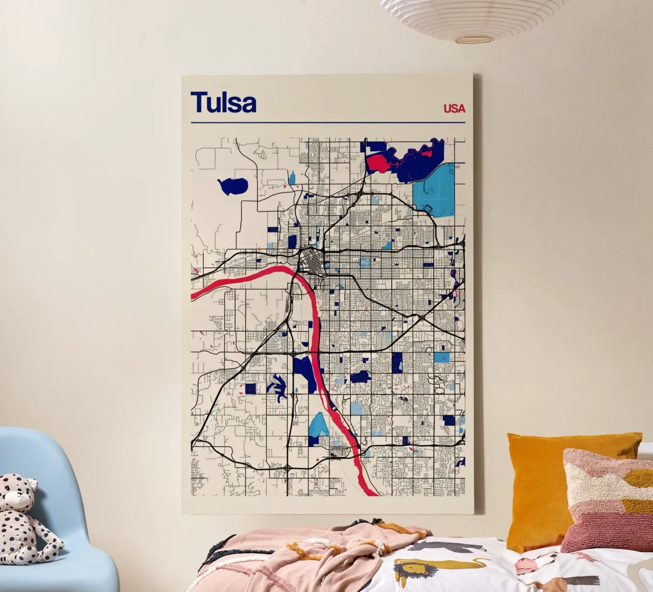 Tulsa in stedelijke kunststijl canvas met Baklijst van MOOODZART