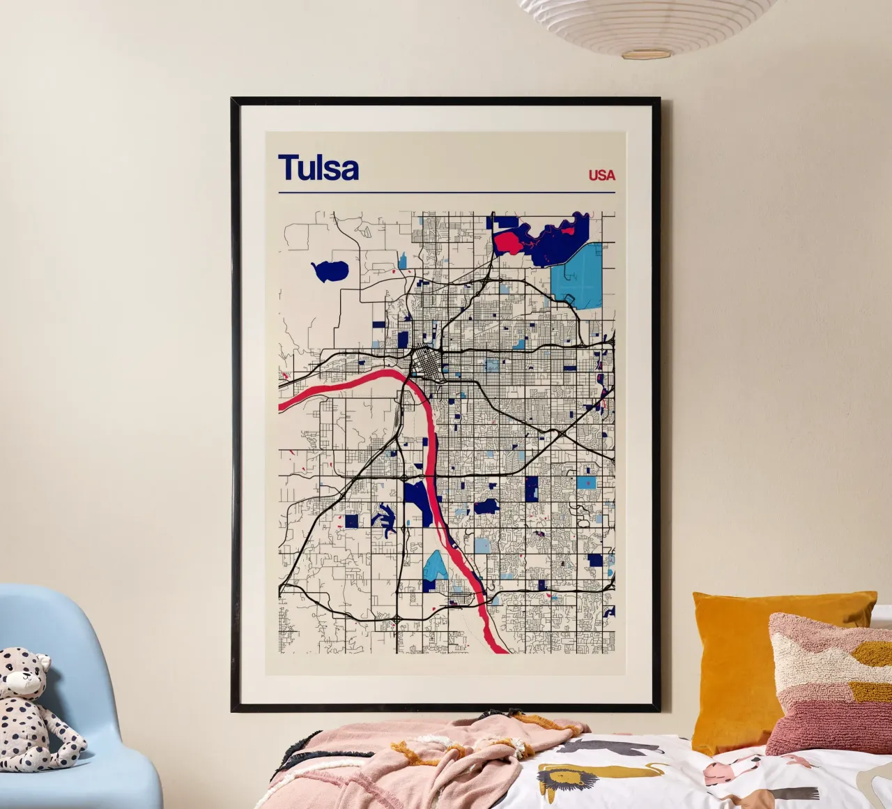 Tulsa in stile arte urbana poster con telaio in plastica da MOOODZART